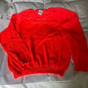 Vero Moda Neon Orange Finely Knit, Scoop Neck Lightweight Sweater, Size M